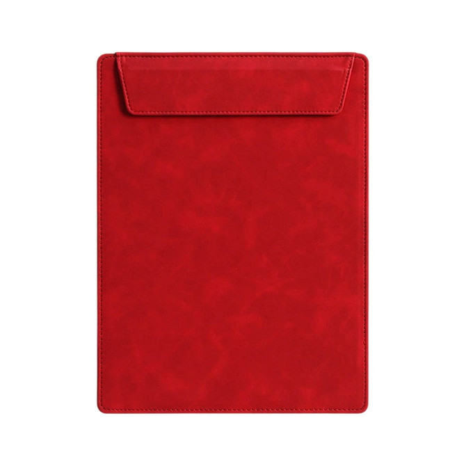 A4 magnetic clipboard in a vibrant red colour with a smooth, textured surface and a top flap.
