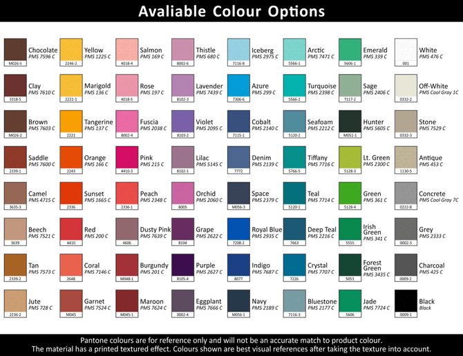 A colour swatch chart displaying various fabric options for the Acrobat INDENT Passport Wallet in multiple textures.