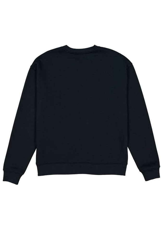 A black crew sweatshirt with long sleeves and a round neckline, featuring a simple design and no visible branding.