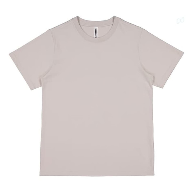 A light beige women's short sleeve tee featuring a simple design and a label inside.