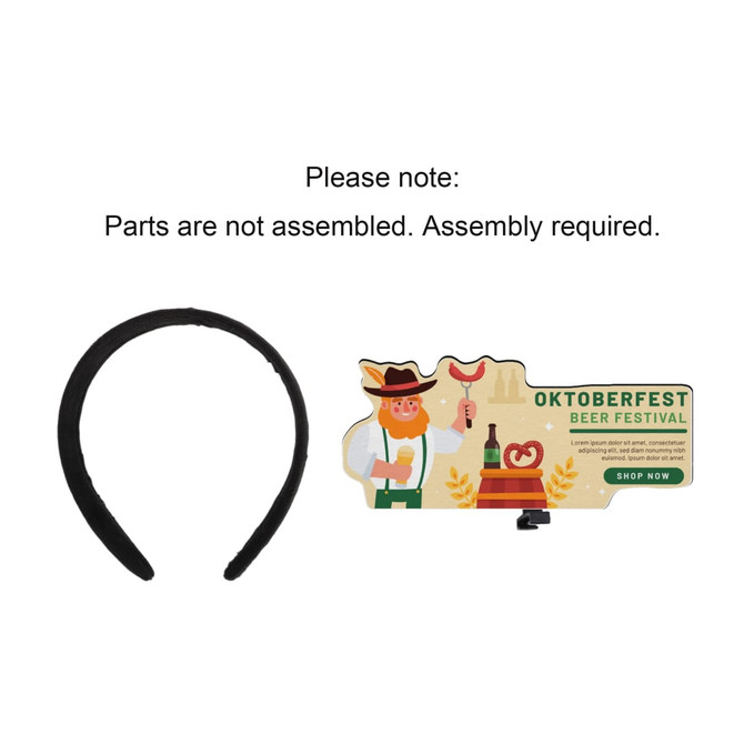 A black headband with a colourful foam topper featuring a beer festival theme and a logo.