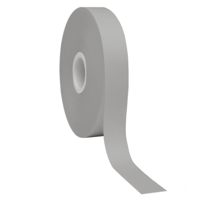 A roll of hot stamping cotton ribbon in a solid grey colour, featuring a smooth texture and a central core.