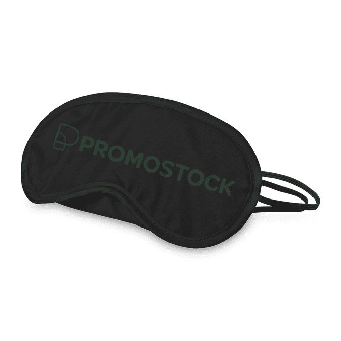A black eye mask featuring a logo, designed for health and personal care purposes.