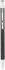A slimline aluminium pen in black with silver accents and a sleek design, featuring a clip and a pointed tip.