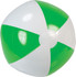 An inflatable beach ball measuring 40cm, featuring green and white alternating panels. It has a glossy finish.