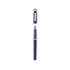 A blue pen with a silver clip and a removable cap, featuring a sleek design.