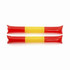 Two inflatable novelty flags in red and yellow, featuring a simple design and a branding logo.