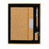 A cork notebook set with a pen and keychain, presented in a black and gold box.