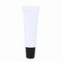 A lip balm tube featuring a white body and black base with a branding logo.