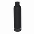 A black insulated drink bottle with a speaker base, featuring a sleek, minimalist design and a logo.