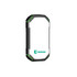 A rugged, black and green outdoor power bank with a white surface and a logo. Suitable for charging devices.