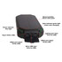 A black solar wireless power bank featuring multiple USB ports, a blue power indicator, and a solar panel on top.