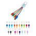 A multi-coloured charging cable with multiple connectors and a branded attachment. Features blue, red, yellow, and green cables.