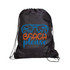 A black drawstring bag featuring a colourful graphic of sunglasses and the text "Beach Please."