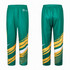 Unisex adult sports pants in green with yellow and white patterns, featuring a logo on the front.