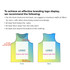 A promotional 100% polyester sublimated singlet in gradient blue and yellow, featuring a logo placement guide.
