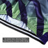 A close-up of a green and purple men's cycling vest featuring an elastic hem and silicone details for better grip.