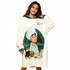 A unisex wearable blanket in white with green accents features a vintage spa-themed design and a logo.