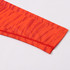 An orange polyester spandex hoodie sleeve with a textured pattern, featuring a logo.