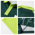 A green and lime unisex polo shirt with a collar, button placket, and a logo. Features a unique sublimated design.