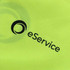 A vibrant yellow fabric featuring a logo and text. Suitable for high-visibility workwear.