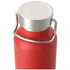 A drink bottle in red with a stainless steel lid and handle, featuring a sleek, vacuum-insulated design.