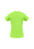A vibrant green women's short sleeve tee with a classic fit and a logo on the back.