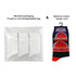 A pack of three pairs of black and red sports socks, with optional custom header card, in biodegradable packaging.