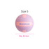 A volleyball in pastel pink and purple, featuring a logo, with a diameter of 20.4 cm.