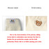 A close-up view of a woven label and embroidered design on a fabric, featuring a bear motif.