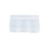 A clear, rectangular pill box with six compartments, featuring a hinged lid for easy access.
