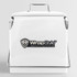 A 13L white metal cooler box with a handle and a logo on the front.