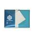 A pack of wallet pocket tissues in a blue and white design, featuring a logo on the front.