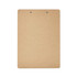 A wooden clipboard in a natural light brown colour with two metal clips at the top.