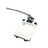 A white ABS luggage tag with a black border and a clear loop attachment. It features a name display area.