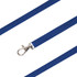 A blue bootlace lanyard with a metal clip at one end, designed for holding items.