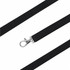 A black bootlace lanyard with a silver metal clip for securing items, featuring a textured surface.