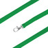 A green bootlace lanyard featuring a metal clip for securing items. It has a textured finish.