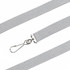 A grey bootlace lanyard featuring a metal clip for attachments. It has a simple, textured design.
