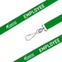 A green poly ribbed lanyard featuring a clip and a logo, with the word "EMPLOYEE" printed on it.