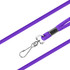 A purple poly rope lanyard with a silver metal clip attachment. Features a simple design suitable for various uses.