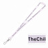 A white bamboo ribbed lanyard featuring a logo and text, ideal for exhibitions and events.