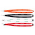 A collection of bamboo ribbed lanyards in red, black, white, and green, each with a branding logo.