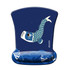 A blue gel mouse mat featuring a koi fish design with waves at the bottom and a logo on the side.