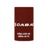 A drink bottle holder in a maroon colour with a logo, designed for keeping drinks cool.