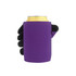 A purple stubby holder designed to fit a drink can, featuring a hand-shaped grip.