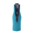 A drink bottle cooler in teal with a zippered design, featuring a ring for easy carrying.