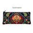 A vibrant, patterned neoprene pencil case featuring floral and paisley designs in red, green, and navy blue.