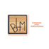 A custom-shaped bamboo lapel pin in a square design featuring a black outline and engraved letter design.