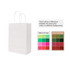 A white twisted handle kraft paper bag with a smooth finish and a logo visible on the front.